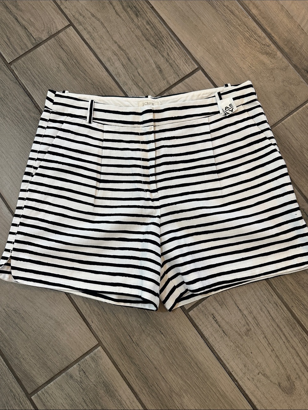 J. Crew Classic Black & White Striped “Tailored Look” Cotton Shorts